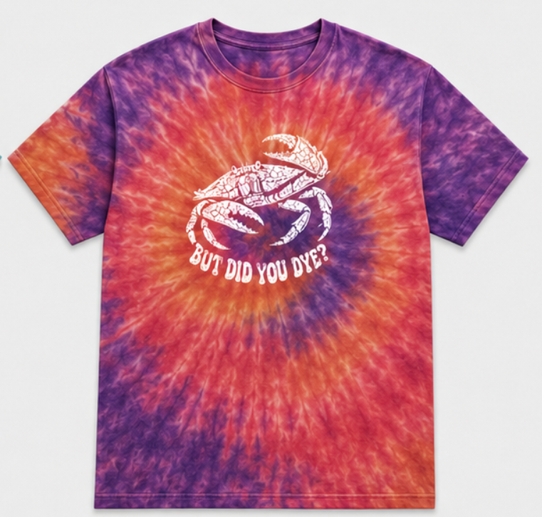 Finished You Dye crab design tie-dye shirt
