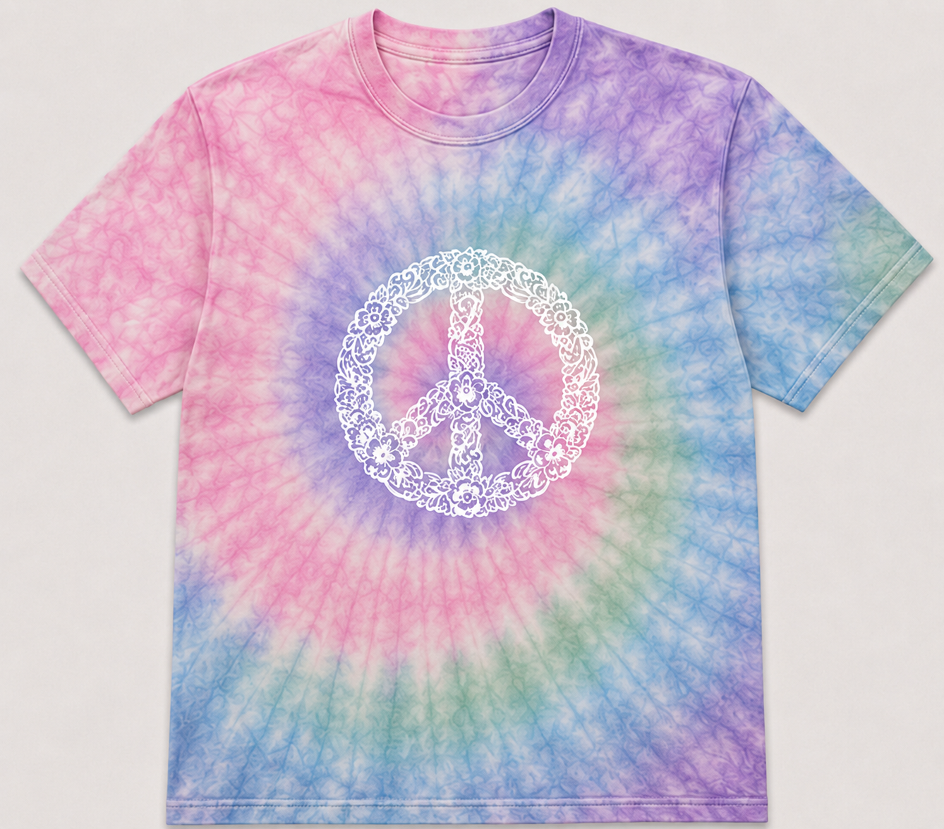 Finished You Dye floral peace-sign tie-dye shirt