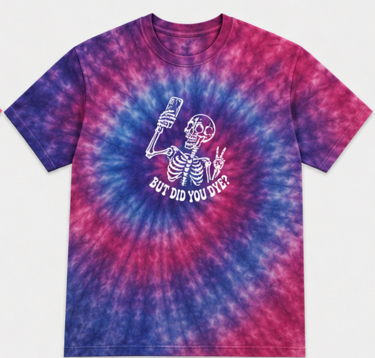 Finished You Dye skeleton selfie tie-dye shirt